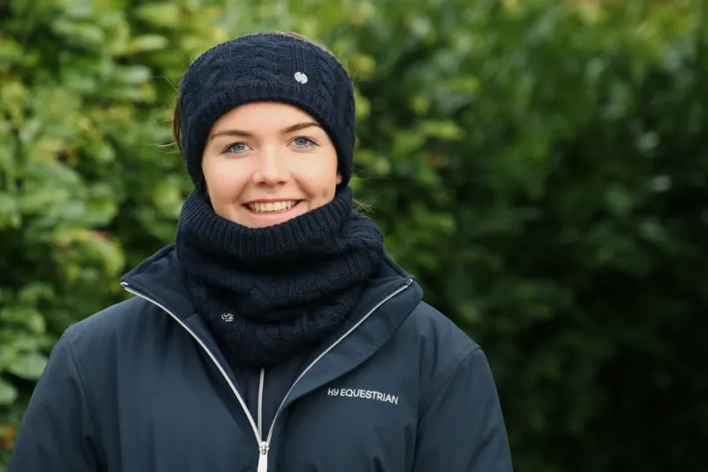 Hy Equestrian Melrose Cable Knit Headband - Navy-1